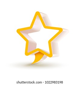 Empty volumetric star. Yellow star on the white background. Great picture of yellow empty star.