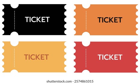 Empty vouchers for shops, coupons for store, admission tickets for movie or theater. Vector isolated cards or access receipt with detachable part.