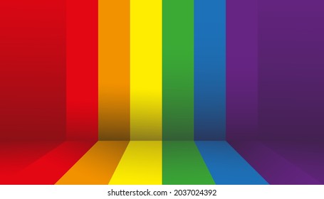 Empty wall studio room and Rainbow pride LGBT flag backgroud  Vector illustration Graphic design sign mockup backdrop for Lesbian  gay  bisexual   transgender 