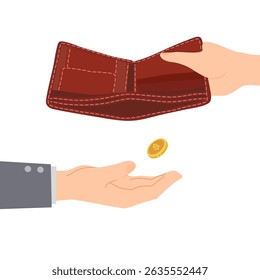 empty wallet has become poor due to unemployment or economic recession and crisis caused loss of money. He with embarrassment holds empty wallet after being victim of robber