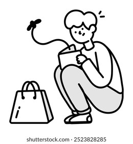Empty wallet icon in sketchy style 

