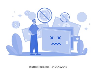 Empty Wallet Illustration concept on white background