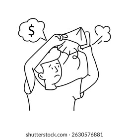 Empty wallet  vector outline illustrations. EPS 10 file