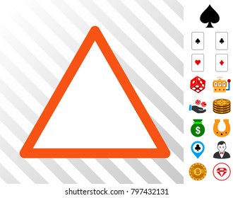 Empty Warning Trinagle icon with bonus gamble clip art. Vector illustration style is flat iconic symbols. Designed for gambling apps.