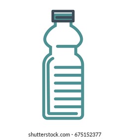 Empty water bottle with cap isolated flat outline illustration