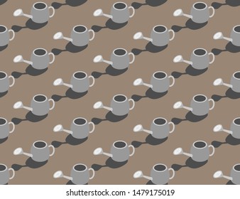 Empty Watering can 3D isometric seamless pattern, Gardening tool concept poster and banner design illustration isolated on green background with copy space, vector eps 10