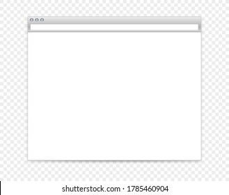 Empty Web Browser Window Isolated On Transparent Background. Template For Any Content