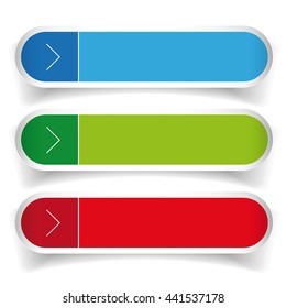 Empty web buttons vector - green, blue, red