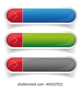 Empty web buttons vector - green, blue, red