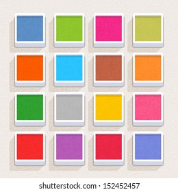 Empty web icon with paint texture. Square internet button with shadow on beige plastic surface background. Simple minimal, flat, solid, mono, plain style. Vector illustration design element in 10 eps
