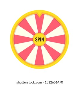 Empty wheel of fortune lottery luck. Spin button in center. Win fortune roulette. Gamble chance leisure. Vector illustration.