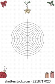 Empty Wheel of Life - diagram with blank lines to fill. A4 print ready Coaching tool for bullet journal page, daily planner template, blank for notebook, blank with empty space.
