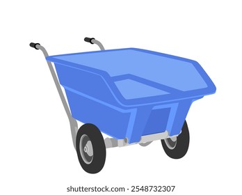 Empty wheelbarrow vector illustration isolated on white background. Empty cart. Trail for transportation on farm or warehouse. Backyard tool.