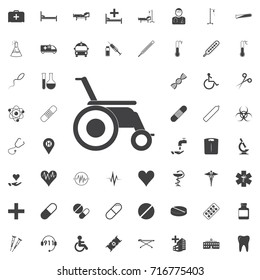 Empty Wheelchair Icon black icon on the white background medicine, medical set Flat vector illustration.