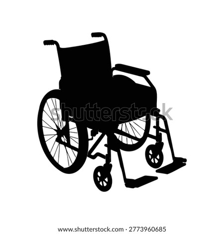 Empty wheelchair  silhouette vector flat design on white background.

