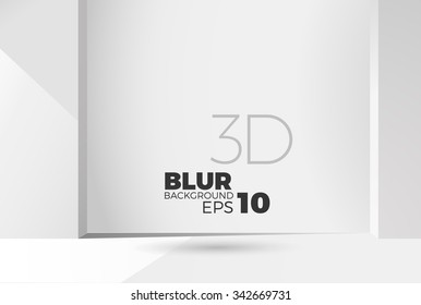 Empty white 3D room for sales of furniture or interior design. Modern office premium background. Gray scale vector backdrop with copy space