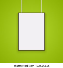 Empty white A4 sized vector paper mockup hanging with paper clips. Show your flyers, brochures, headlines etc with this highly detailed realistic design template element.