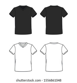 Empty white and black shirt design. Realistic vector illustration.