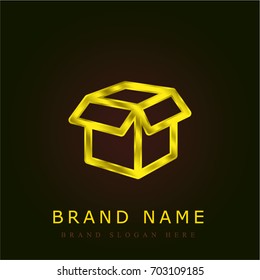 Empty white box golden metallic logo