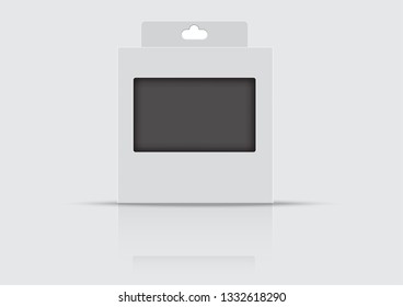 empty white box product package with window shape cut out and template blank for design product package gift box,  kraft card board package carton. Vector
