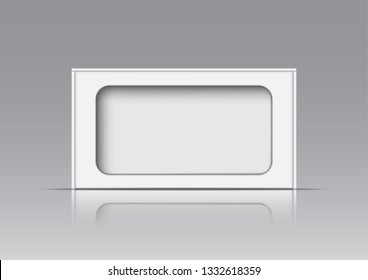 empty white box product package with window shape cut out and template blank for design product package gift box,  kraft card board package carton. Vector
