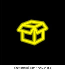 Empty white box yellow glowing neon ui ux icon. Glowing sign logo vector