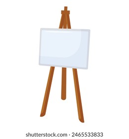 Empty white canvas presented on a classic wooden easel, isolated on a white background, suitable for art mockups