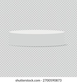 Podio blanco vacío del círculo, pedestal y plataforma modernos, escenario moderno del soporte de la maqueta 3D de la plataforma, pilar de la plataforma de la columna, Plantilla vacía redonda del podio para la presentación del producto, premios, belleza o moda 