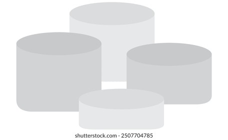 Empty white circle podium, pedestal and platform, stand stage, cylinder, column platform pillar, round empty stages and podium stairs 3d template for product presentation, awards.
