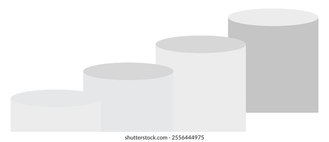 Empty white circle podium and window light blur on white wall, pedestal and platform, stand stage, column platform pillar, round empty stages and podium stairs 3d template for product presentation. ve