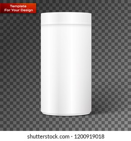 Empty white cylindrical box