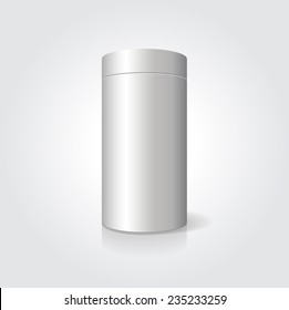 Empty white cylindrical box on the isolated  background