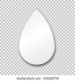 Empty white drop paper plate. Vector Illustration on transparent background