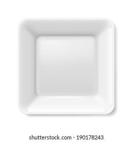 Empty white flat plate on isolated on white background