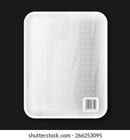 Empty white food tray isolated on black, excellent vector illustration, EPS 10