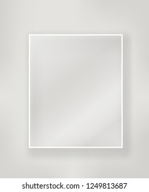 Empty white frame with a glass. Vector layout