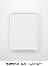 Empty white frame on a white wall. Copy space vector template