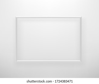 Empty white frame with on white wall