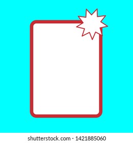 empty white frame for picture or banner with star on top frame isolate on blue background