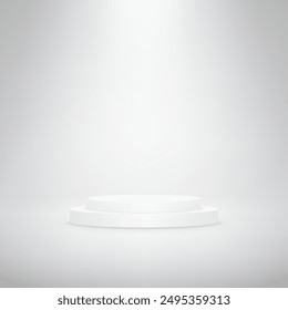 Empty white and grey studio room background. Grey abstract background. White background vector 3d with podium. Space for selling products on the website. Vector illustration.