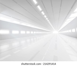 Empty white hall. Vector illustration.
