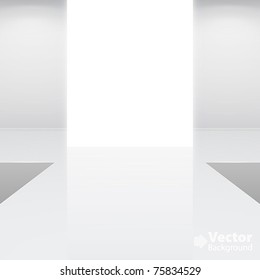 Empty white interior â?? fashion podium. Vector illustration