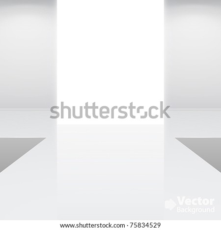 Empty white interior â?? fashion podium. Vector illustration