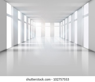 Empty white interior. Vector illustration.