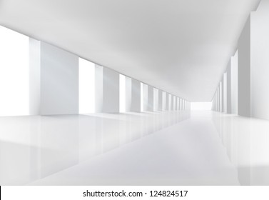 Empty white interior. Vector illustration.