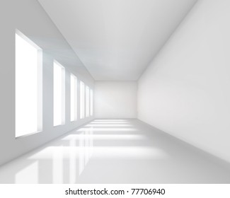 Empty white interior. Vector illustration.