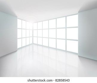 Empty white interior. Vector illustration.