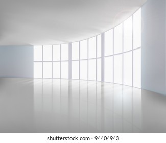 Empty white interior. Vector illustration.