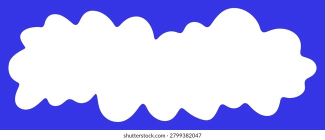 Empty white irregular cloud shape for text or labels isolated on a bright blue background. Playful speech bubble