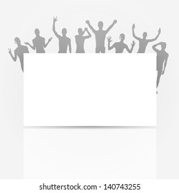 empty white letter or piece of paper with black people silhouettes.